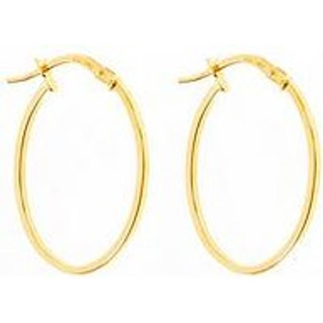The Love Collection 9ct Gold Light weight oval creole hoops, One Colour, Women