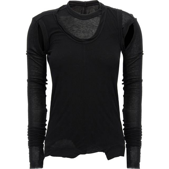 Rick Owens Womens Black Cropped Banana Slim-fit Knitted Top 10 - BLACK
