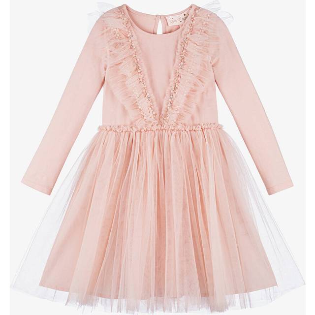 Tutu Du Monde Girls Blush Kids Tiny Dance Beads-and-ruffles-embellishment Cotton-jersey Dress 4-11 Years 4-5 - BLUSH