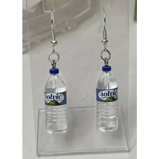 Volvic water bottle dangle drop earrings - 1 pair hook earrings fashion gift
