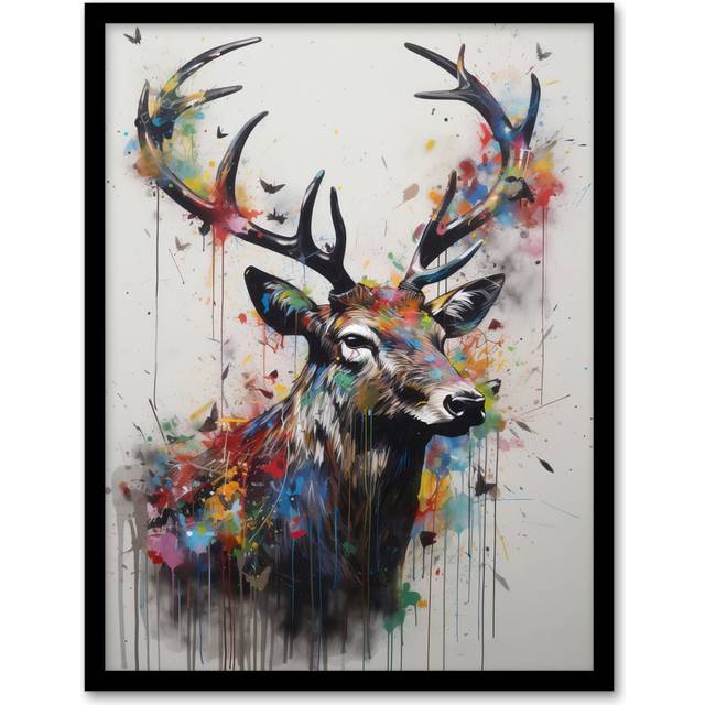 Avishi Modern Monarch Of The Glen Stag - Single Picture Frame Art Prints - Black;Brown;Grey (43.3cm H X 33.3cm W)