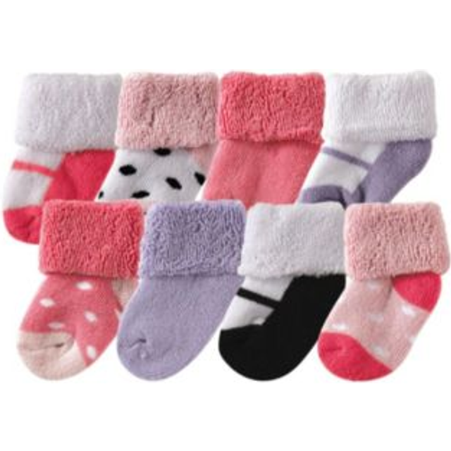 Luvable Friends Unisex Baby Newborn and Baby Terry Socks  Pink Black