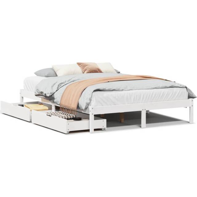 vidaXL Bed Frame without Mattress White 120x200 cm Solid Wood Pine