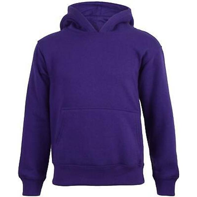 (11-12 Years) Kids Girls Boys Sweat Shirt Tops Plain Purple Hooded Jumpers Hoodies Age 2-13 Yr