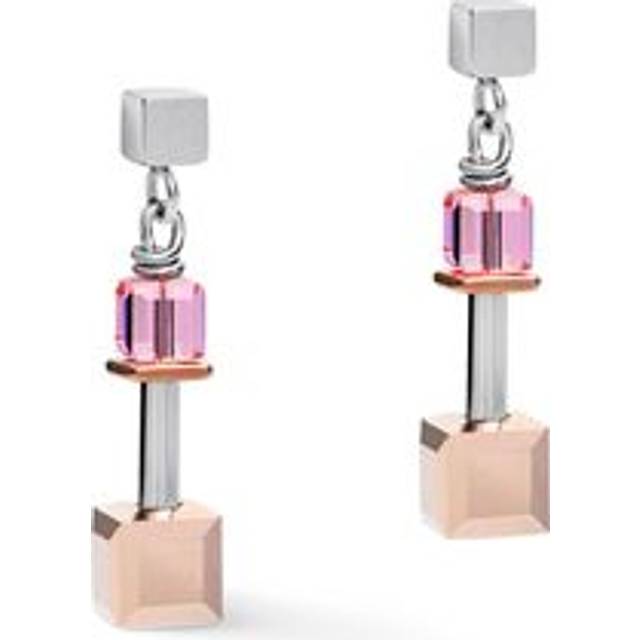 COEUR DE LION Ohrringe GeoCUBE® Kristalle & Edelstahl roségold-silber multicolor Art Nouveau
