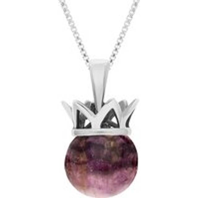 Sterling Silver Blue John Royal Coronet 11mm Bead Pendant - Silver