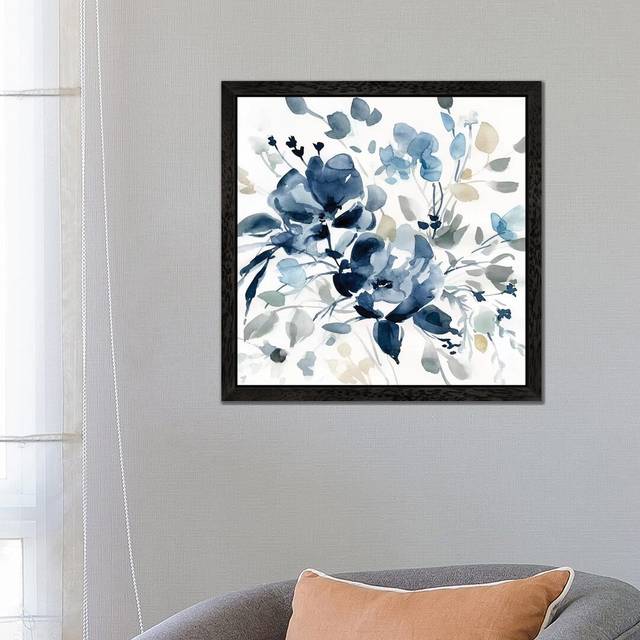 'Indigo Garden II' by Carol Robinson - Floater Frame Painting Print on Canvas - Black Floater Framed (66.04 cm H x 66.04 cm W)