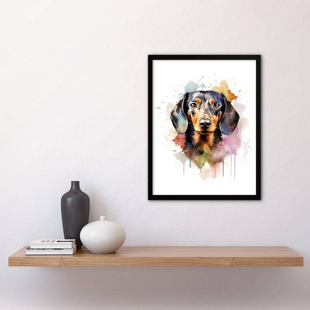 Shorthaired Dachshund - Single Picture Frame Art Prints - Multicoloured (43.3cm H X 33.3cm W)