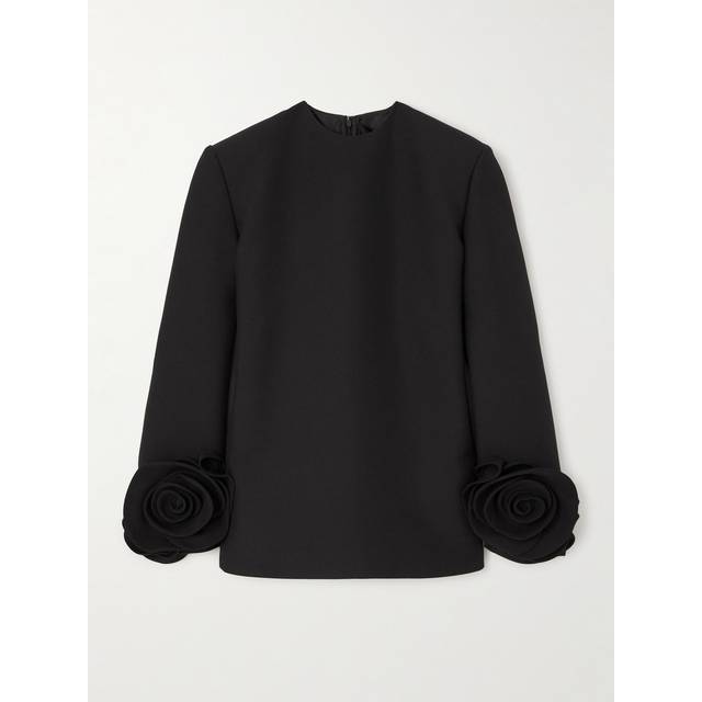 Valentino Women's Mini Dress With Rose AppliquÃ© in Black | Size 38 | 5B0VAB526LR Color 0NO (38)