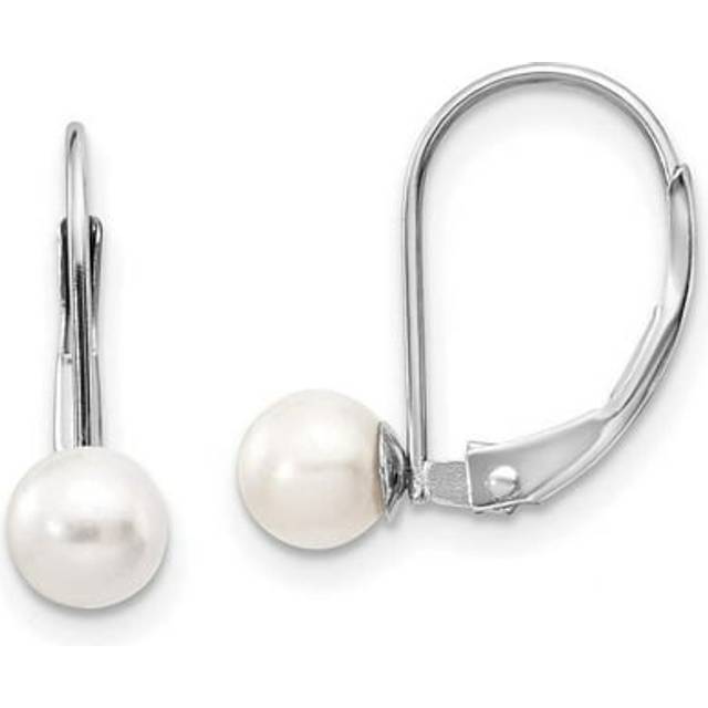 14K White Gold 5-5.5 mm Pearl Leverback Earrings Mounting