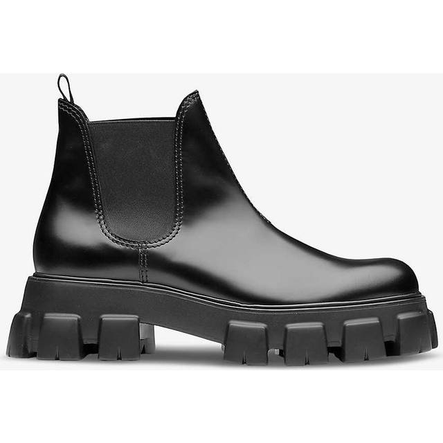 Prada Mens Black Monolith Chunky-sole Chelsea Boots Eur 41.5 / 7.5 Uk Men - BLACK