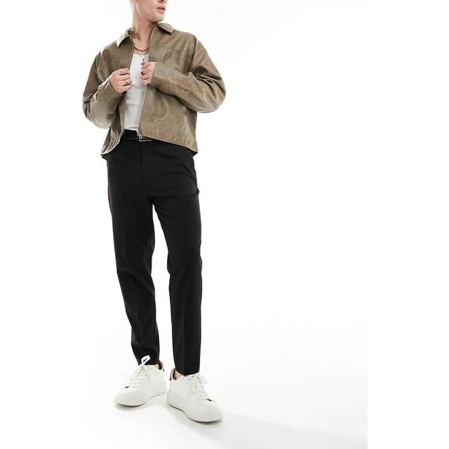 ASOS DESIGN Svarta avsmalnande finbyxor-Svart/a