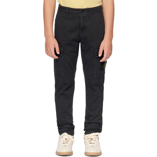 Stone Island Junior Kids Black Logo Patch Cargo Pants - V0129 Black - 6Y
