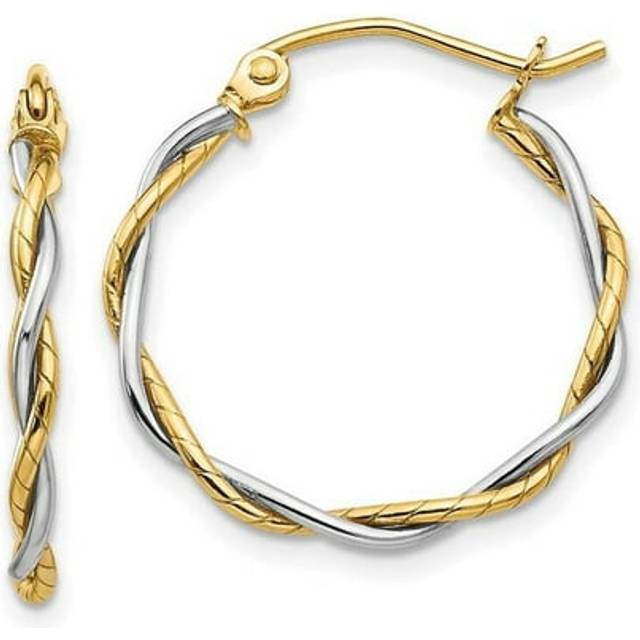 14K Two-Tone Polished 1.8 mm Twisted Hoop Earrings