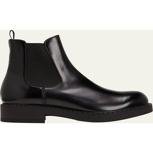 Prada Men's Leather Ankle Boots in Black | Size 7+ | 2TE168055 Color F0002 Color 339 (7+)