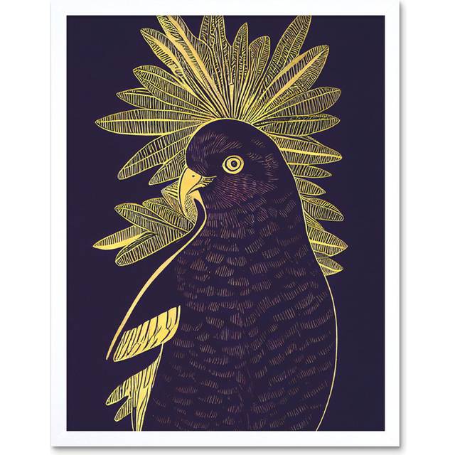 Detailed Stylish Parrot Tropical Plant - Art Prints - White Framed Unframed (25.9cm H x 20.6cm W x 1.5cm D)