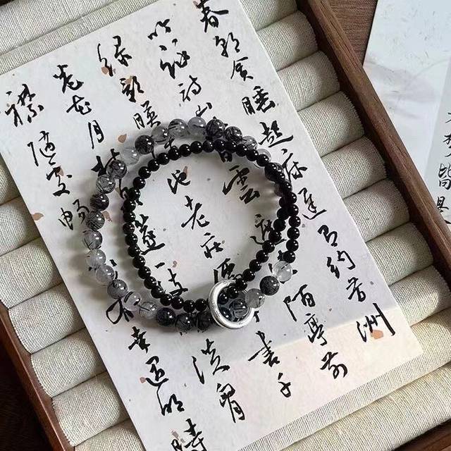 (Obsidian Hair Crystal Bracelet) Chic Butterfly Beaded Bracelet With Adjustable String For Womens Fashion