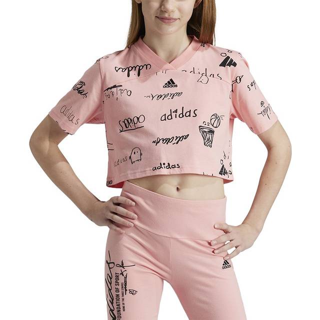 Brand Love Cropped T-Shirt Kids - Semi Pink Spark / Black - 9-10Y