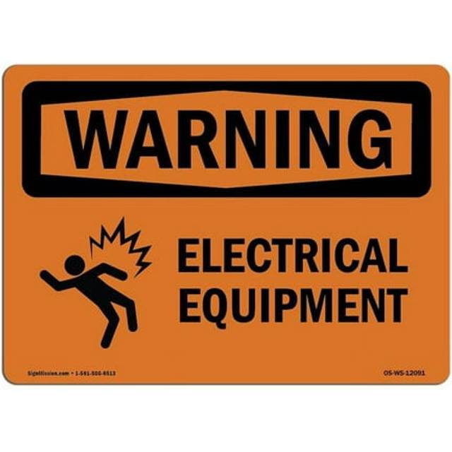 SignMission OS-WS-A-1014-L-12091 10 x 14 in. OSHA Warning Sign - Electrical Equipment with Symbol