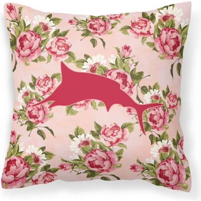 Caroline's Treasures BB1026-RS-PK-PW1414 Fish Marlin Shabby Chic Pink Roses Pillow  14 x 14  Multicolor