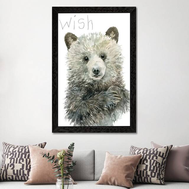 'Forest Fur Baby Bear' by Carol Robinson - Floater Frame Painting Print on Canvas - Black (66.04 cm H x 45.72 cm W)