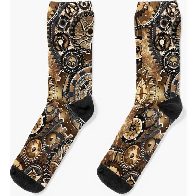 Dress Socks Steampunk Gear Wall Novelty Fancy Crazy Pattern Crew Casual for Men Women