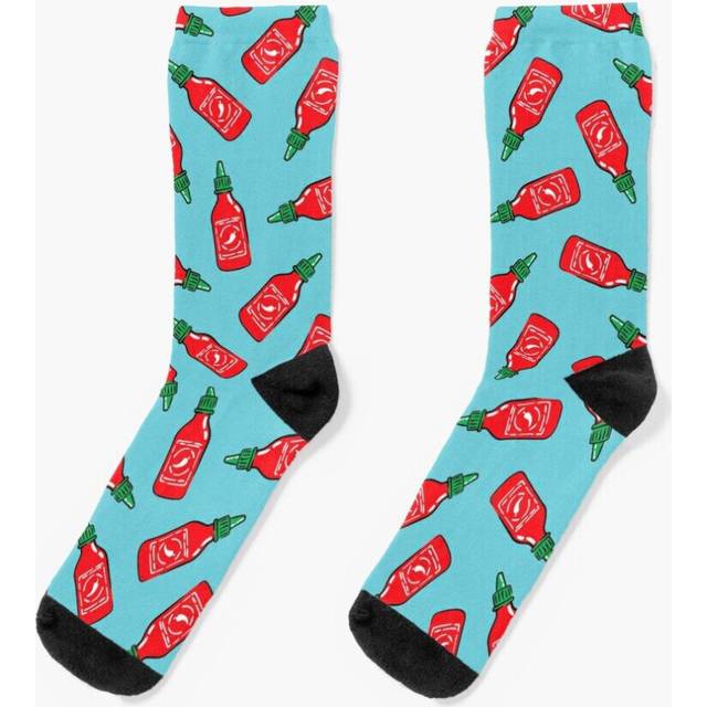 Dress Socks Sriracha sauce - blue - hot chili sauce Novelty Fancy Crazy Pattern Crew Casual for Men Women