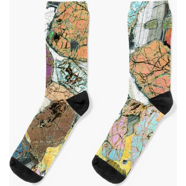 Dress Socks Geology gift - Peridotite from Ardnamurchan, Scotland Rock Thin Section Microscope Novelty Fancy Crazy Pattern Crew Casual for Men Women