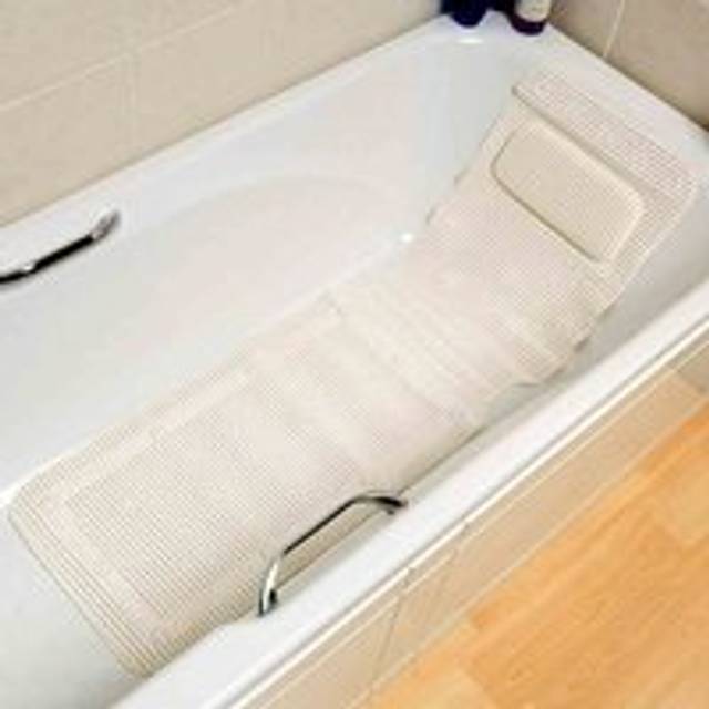 NRS Healthcare Cushioned Bath Mat With Integral Pillow, White
