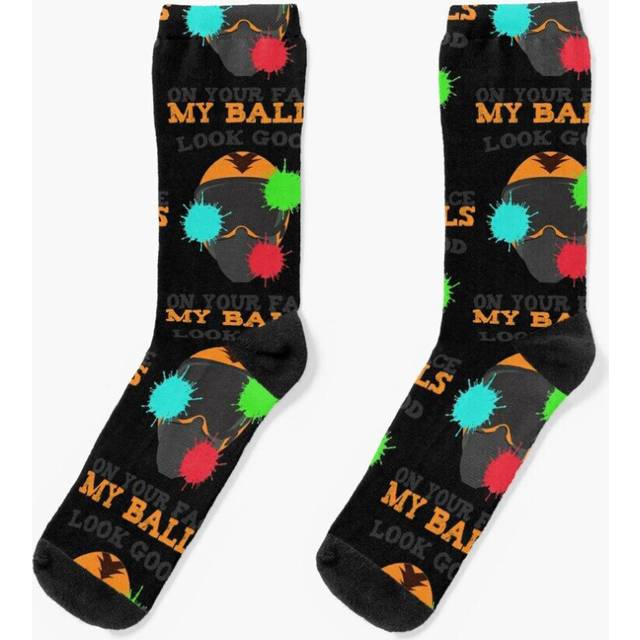 Dress Socks Paintball Player My Balls Looks Good On Your Face Gift Novelty Fancy Crazy Pattern Crew Casual for Men Women