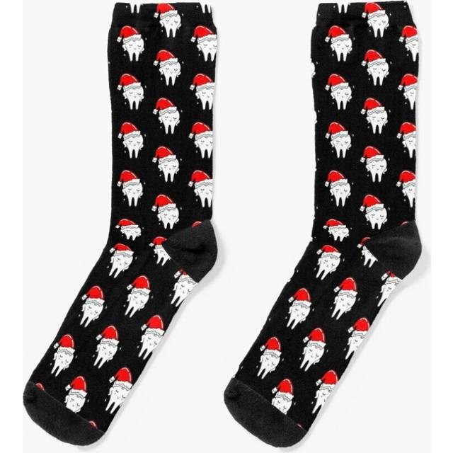 Dress Socks Cute Santa Tooth Christmas Gift for Dentist Funny Dental Gift Novelty Fancy Crazy Pattern Crew Casual for Men Women