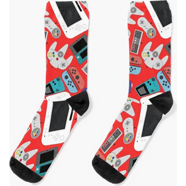 Dress Socks GAMER CONTROLLER N FANS (RED) Novelty Fancy Crazy Pattern Crew Casual for Men Women