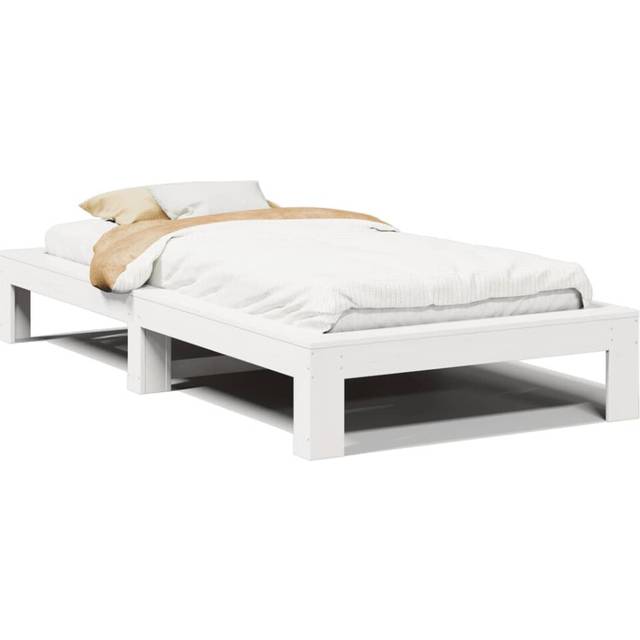 vidaXL Bed Frame without Mattress White 90x200 cm Solid Wood Pine