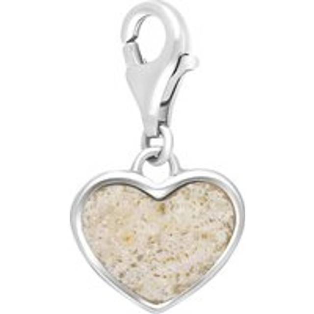 Sterling Silver Coquina Barbados Heart Clip Charm - Silver