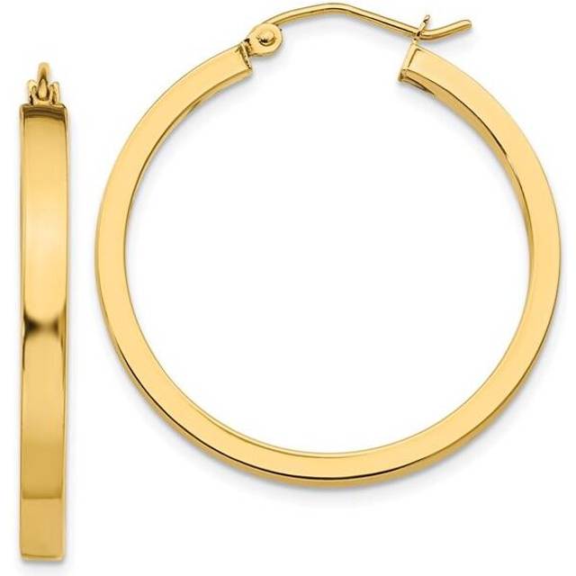 14K Yellow Gold 2 x 3 mm Square Tube Hoops Earrings