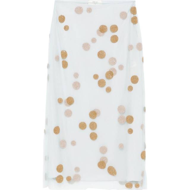 Fendi Women's Embroidered Midi Skirt in Clear Blue | Size 42 | FQ7595ARUUF1PNK (42)