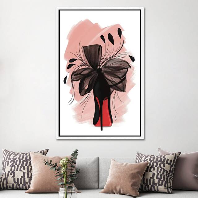 Black Feather Heel by La Femme Jojo - Gallery-Wrapped Canvas Giclée on Canvas - White Floater Framed (152.5 cm H x 101.5 cm W)