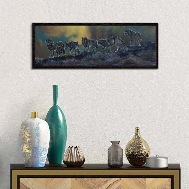 The Ridgeline Pack by Jan Perley - Panoramic Painting on Canvas - Black Floater Frame (30.48cm H x 91.44cm W x  3.81cm D)