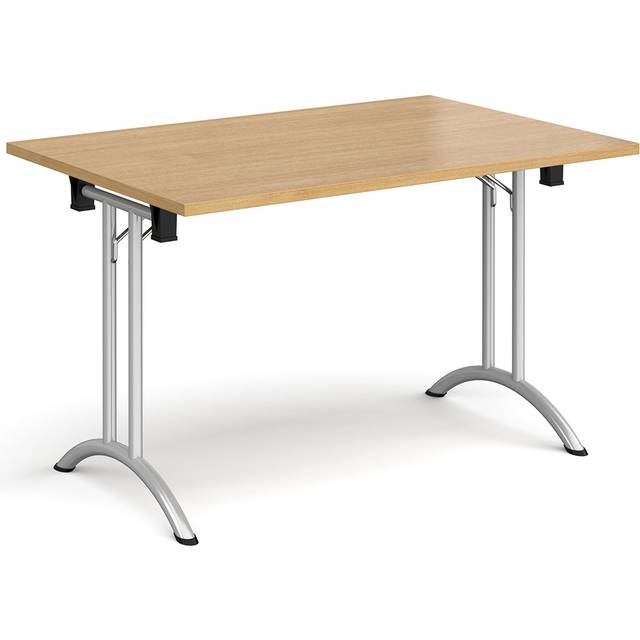 Rectangular Folding Meeting Table with Silver Curved Legs - 1200mm - Oak