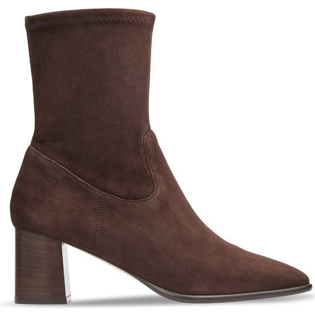 LK Bennett Harp Block Heel Stretch Ankle Boots - 38, DARK CHOCOLATE SUEDE