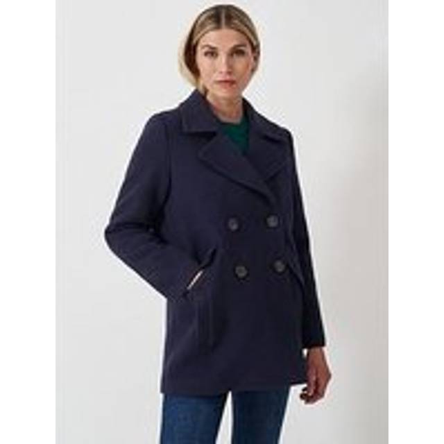 Crew Clothing Wool Blend Pea Coat - Navy, Navy, Size 12, Women