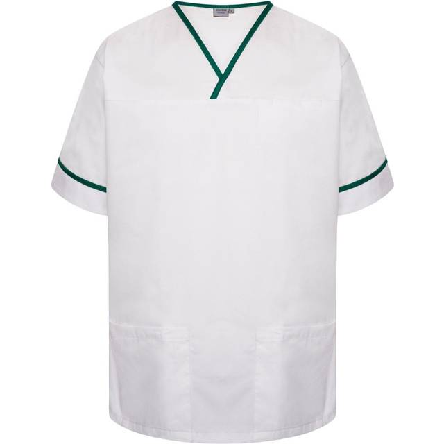 Behrens Unisex Scrub Tunic with Trim NSTT White/Bottle Green Trim Size