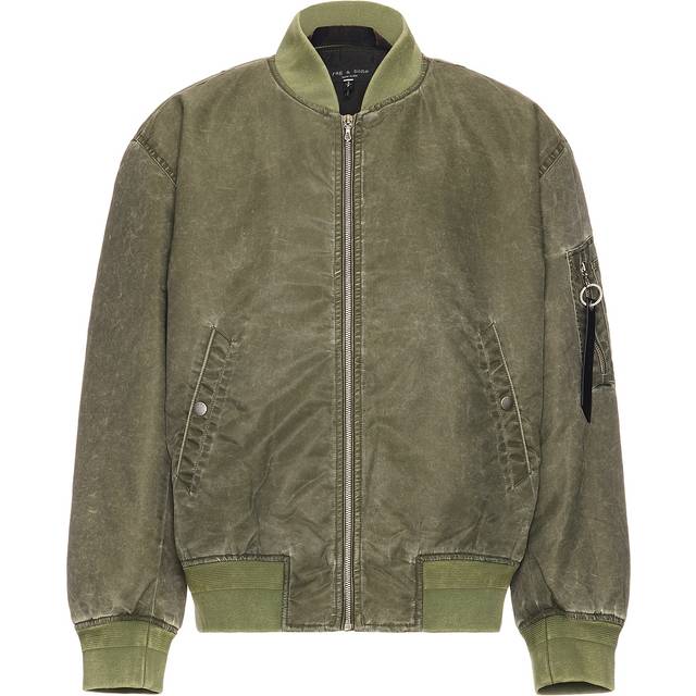 Rag & Bone Manston Nylon Bomber Jacket in Army - Olive. Size L (also in ). (L)