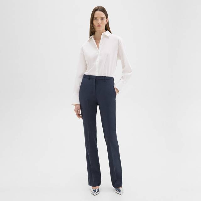 Traceable Wool Slim Straight-Leg Trousers - Nocturne Navy - 8