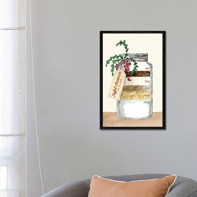 Recipe For A Joyful Christmas In A Jar by Blursbyai - Gallery-Wrapped Canvas Giclée on Canvas - Black Framed (66.04cm H x 45.72cm W x 3.81cm D)