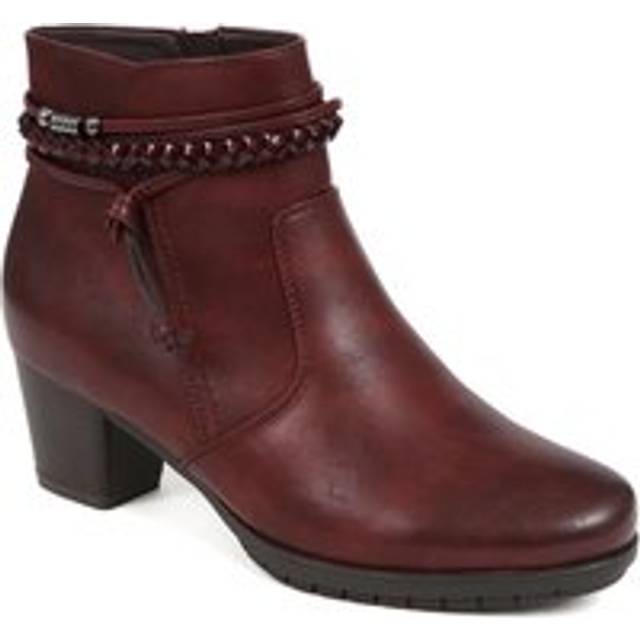 Lace-Detailed Heeled Ankle Boots - WOIL40039 / 326 351 - Burgundy