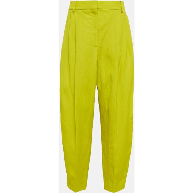 Stella McCartney Pleated tapered linen-blend pants - yellow (UK 12)