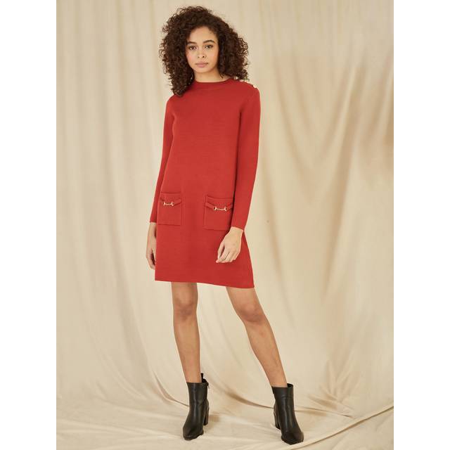 Yumi Knit Tunic Dress, Burnt Orange