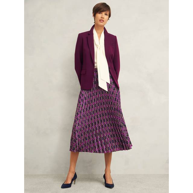 Hobbs Kayla Pleated Skirt, Purple/Multi