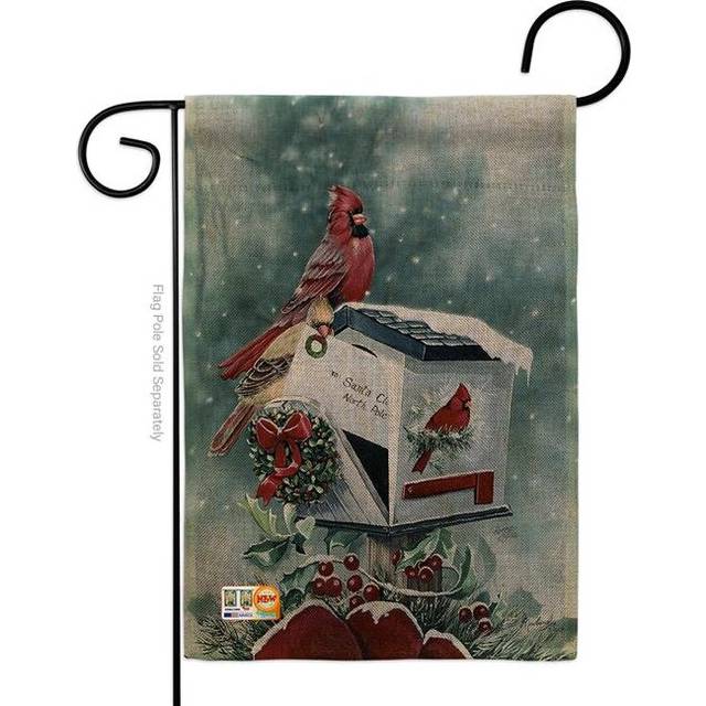 Breeze Decor BD-XM-G-114096-IP-DB-D-US12-AL 13 x 18.5 in. Christmas Cardinals Burlap Winter Impressions Decorative Vertical Double Sided Garden Flag